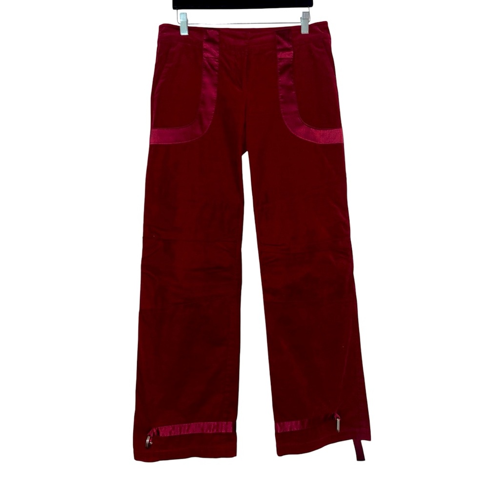 Bebe Red Velvet Pants with Satin Accents - Picture 1 of 8